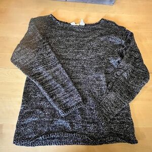 Cozy Black and Gray Knit with Silver Threading Sweater